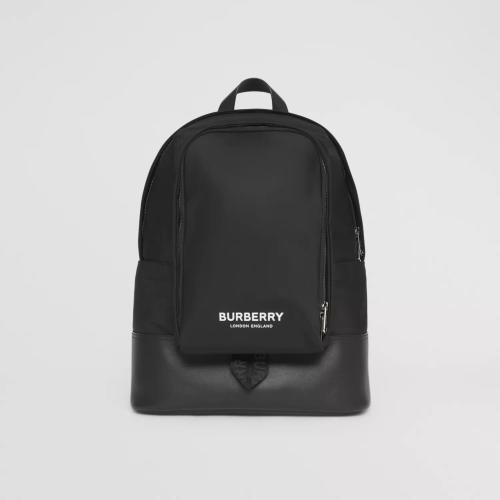  BURBERRY 22年秋冬 男士 大号徽标印花尼龙拼皮革双肩包 80472921