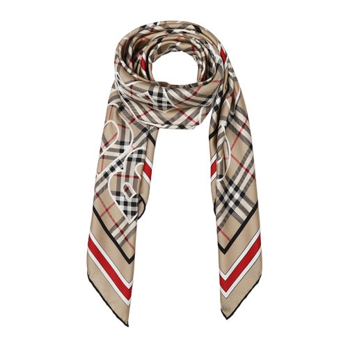 BURBERRY/博柏利徽标印花 Vintage 格纹桑蚕丝方巾丝巾8039564