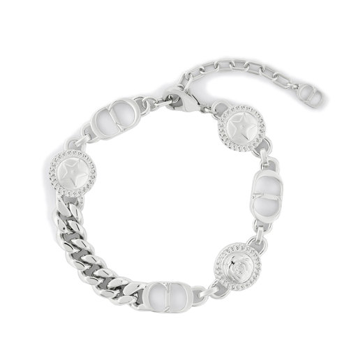 DIOR/迪奥 22新款 男士银色镀银黄铜镶嵌灰色水晶星星图案手链B1665HOMMT_D000