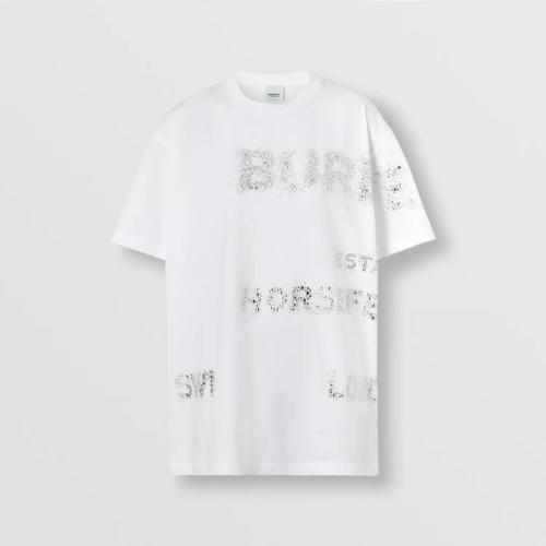  BURBERRY 22年秋冬 女士 Horseferry 人造水晶棉质宽松 T 恤衫 80650251