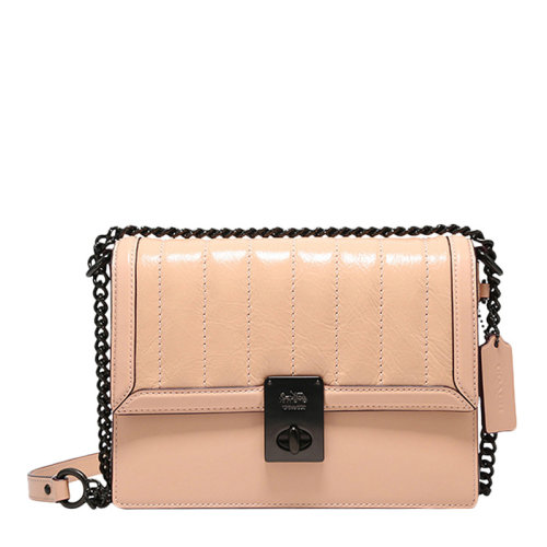 COACH/蔻驰【专柜款】HUTTON系列女士纯色绗缝皮革经典马车金属徽标旋扣开合单肩包斜挎包链条包小方包女包 89066 多色可选