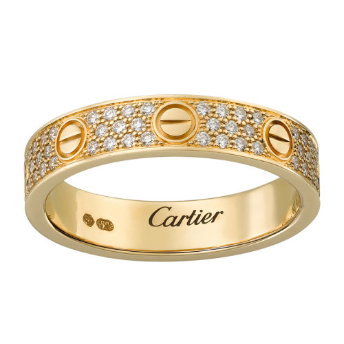 CARTIER/卡地亚 经典款LOVE 18K金黄金钻石满钻戒指 镶嵌88颗钻石 B4083300