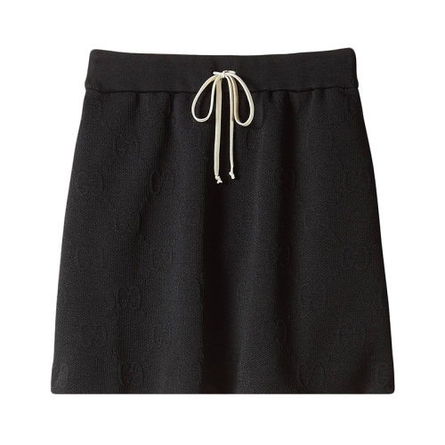 GUCCI/古驰 女士黑色GG提花针织半身裙655183XJDEM1000