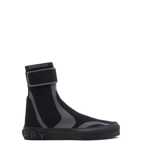 BURBERRY/博柏利 22年春夏新款 男士黑色针织弹性尼龙面料条纹装饰高帮运动鞋80523331