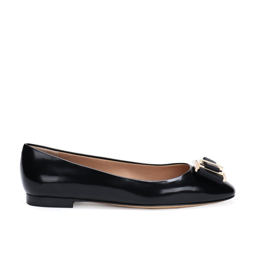 【秒发】Salvatore Ferragamo/菲拉格慕 女士PRATO系列牛皮革蝴蝶结平底鞋 0672618