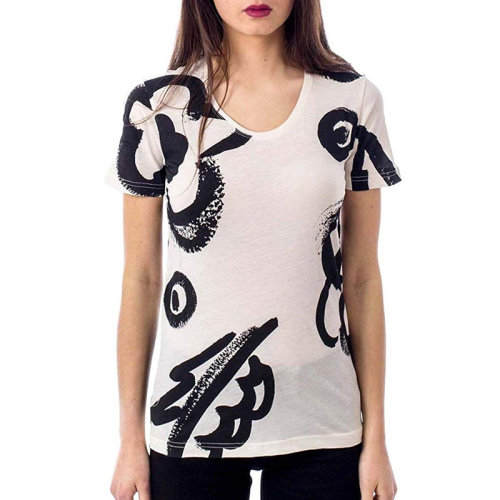 BURBERRY/博柏利女装 服饰 休闲百搭 白色 棉质涂鸦印花半袖 女士短袖T恤 3965848