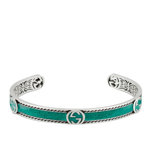 GUCCI/古驰  925银绿松石珐琅GG细节手镯645570J84108136