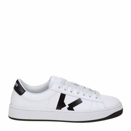 KENZO/高田贤三 女士白色牛皮黑尾LOGO橡胶底系带休闲鞋运动鞋平底鞋女鞋 FA62SN172L50-01