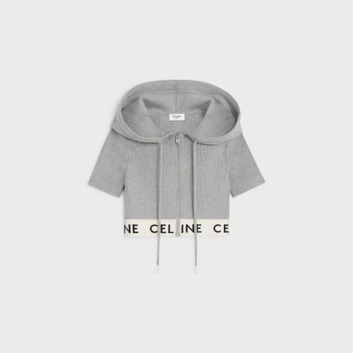  CELINE赛琳思琳 22年秋冬 女士 针织衫 CELINE运动风格棉质针织拉链短上衣 2A27Z372N.10GO