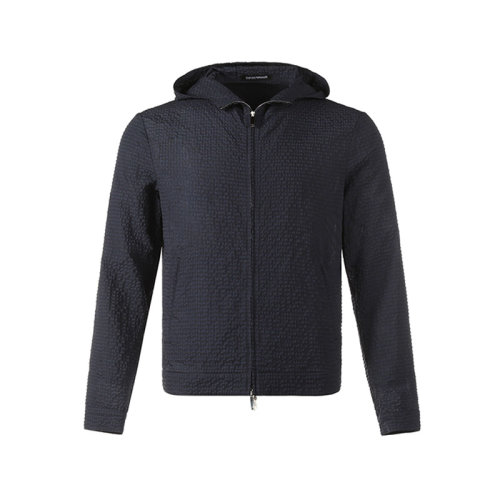 Emporio Armani/安普里奥阿玛尼 男士夹克 男士聚酯纤维细格纹连帽夹克上衣外套 B1R410 B1306