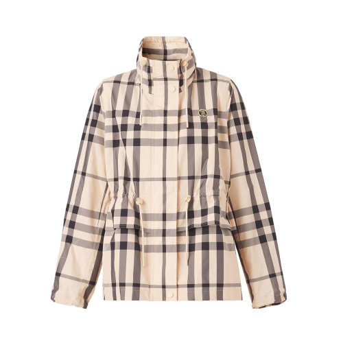 BURBERRY/博柏利 女士拼色聚酰胺经典格纹高领夹克 8052605