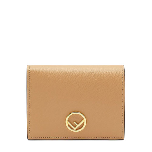 FENDI/芬迪 20  F is Fendi系列 女士米色小牛皮徽标按扣双折钱包8M0387A18BF15KR