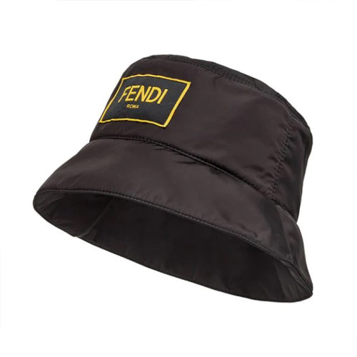 FENDI/芬迪  男女同款 品牌字母LOGO 黑色渔夫帽 帽子 FXQ801ADRTF0QA1 HKY012467