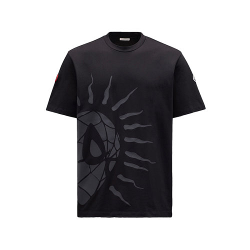 Moncler/蒙克莱 22年秋冬新款 男士黑色纯棉蜘蛛侠标志短袖T恤H20918C000048390T999