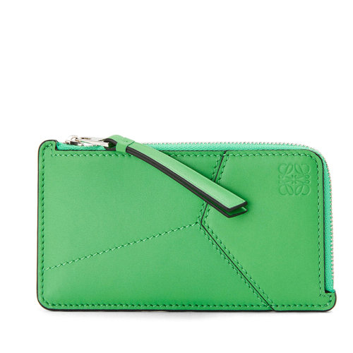 LOEWE/罗意威 Puzzle系列 男士苹果绿色缝线光滑小牛皮硬币卡夹钱包0010643104