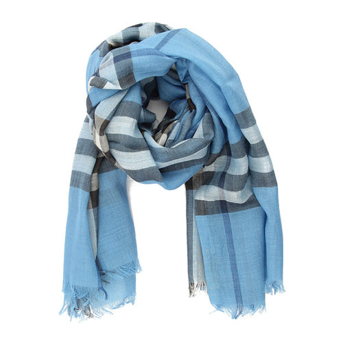 BURBERRY/博柏利 女士蓝色经典格纹图案时尚保暖围巾围脖 3921778