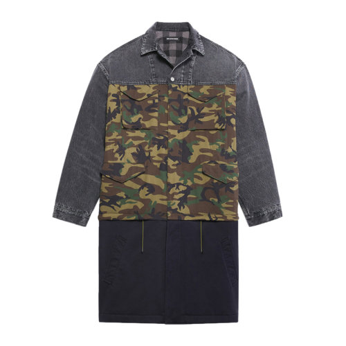 Balenciaga/巴黎世家 男士拼色棉质隐藏式纽扣长袖上衣夹克外套大衣风衣 659092-TKL14-2840