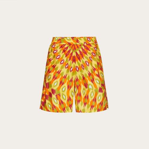  VALENTINO华伦天奴 22年秋冬 男士 短裤 BERMUDA EN SOIE ET COTON a IMPRIMé ROUND RAIN 1V3