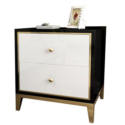 GeleiStory/GeleiStory  轻奢床头柜卧室储物柜床边柜后现代港式金色不锈钢钢琴烤漆床头柜   家具家装＞家具家装定制＞卧室家具定制