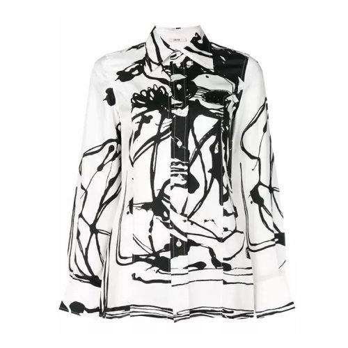 CELINE/赛琳  女士时尚 黑白丝绸长袖衬衫 $663C2663C.09BW ZWJ01AAB