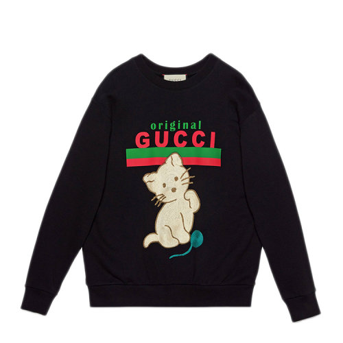 GUCCI/古驰 猫咪贴饰“OriginalGucci”印花女卫衣 617964 XJCRU