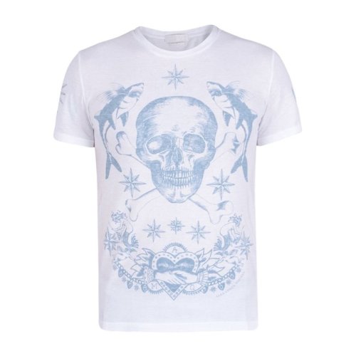 Alexander McQueen/亚历山大麦昆 纯棉圆领骷髅头男士短袖T恤