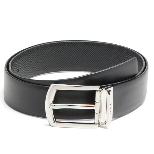 PRADA/普拉达  男士黑色皮革和金属扣双面腰带35毫米2CC468_2DAE_F0002