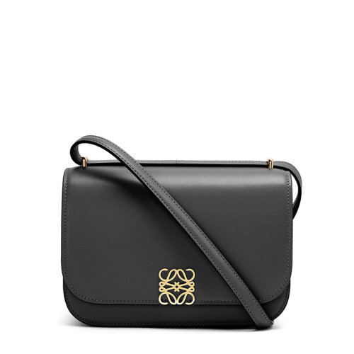 LOEWE/罗意威 20  Goya系列 女士小号黑色真丝小牛皮金属徽标磁扣单肩斜挎包0010594315