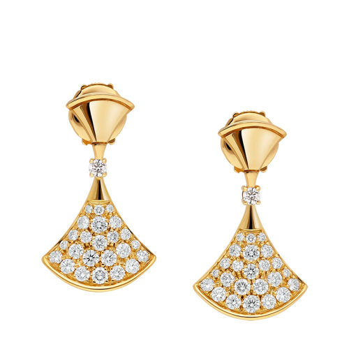 BVLGARI/宝格丽 经典DIVAS’ DREAM系列 18K金黄金镶嵌钻石扇形耳坠耳环357514