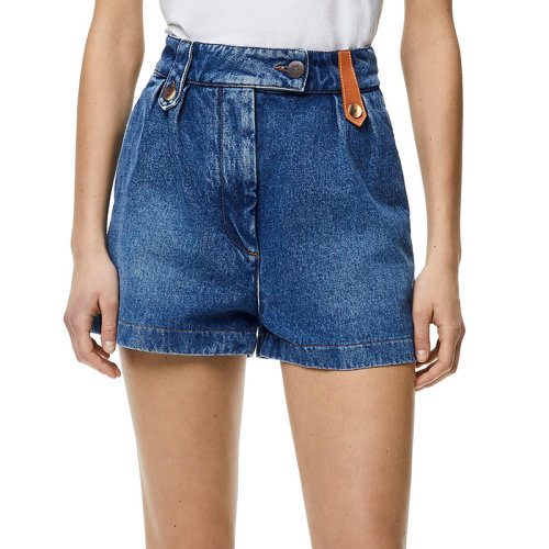 LOEWE/罗意威 22年秋冬新款 女士单宁蓝色纯棉水洗牛仔短裤S359331XE5-5400