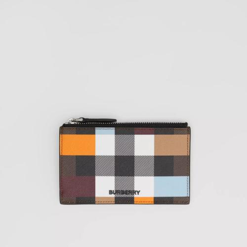  BURBERRY 22年秋冬 男士 拼色格纹拉链式卡片夹 80628751