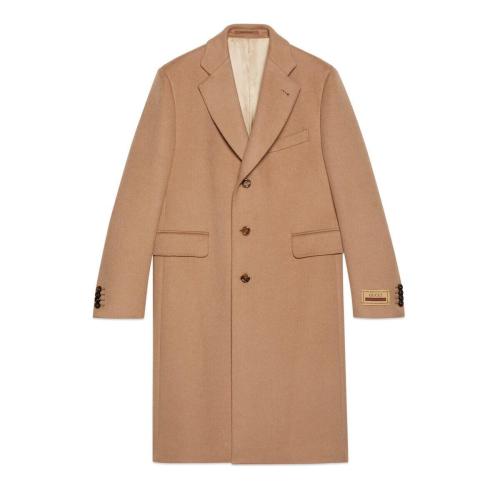  GUCCI古驰 22年秋冬 男士 饰标签驼绒大衣 663482 ZAHGS 2250