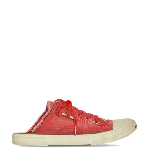 Balenciaga/巴黎世家 22年春夏新款 女士红色磨损棉质材料露跟穆勒鞋帆布鞋693952W3RC36090