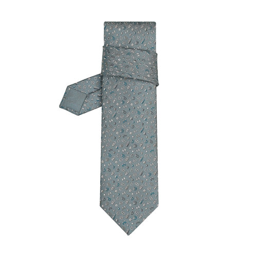 HERMES/爱马仕 男士钢/灰色/汽油蓝硬件图案真丝斜纹领带H606215T10