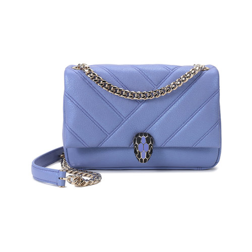 BVLGARI/宝格丽  女士小号SERPENTI CABOCHON系列羊皮蛇头扣绗缝手提单肩斜挎包 290617