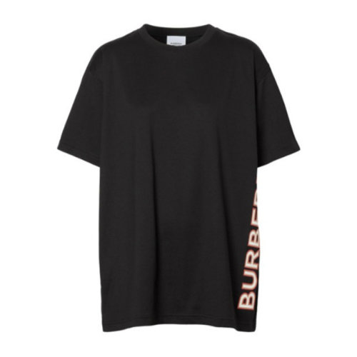 BURBERRY 女士 服装  黑色圆领字母LOGO棉质短袖 女士短袖T恤