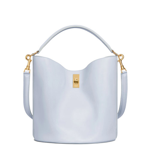 CELINE/赛琳  SEAU 16系列 女士珍珠色光滑小牛皮旋转锁扣手提单肩斜挎水桶包195573CR4.07PE