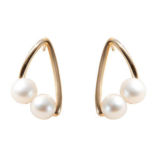 GeleiStory/GeleiStory    耳钉女925银镀金淡水珍珠2021年新款时尚设计感耳钉