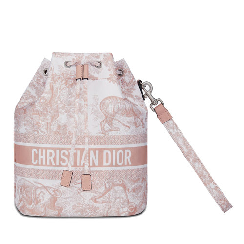 DIOR/迪奥 20  DIORTRAVEL系列 女士粉红色Toile de Jouy图案印花技术面料可拆卸腕带旅行手拿包S5452VNTJ_M956