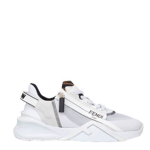 FENDI/芬迪   女士白色尼龙和麂皮低帮休闲运动鞋 8E8035EKVF0AGX