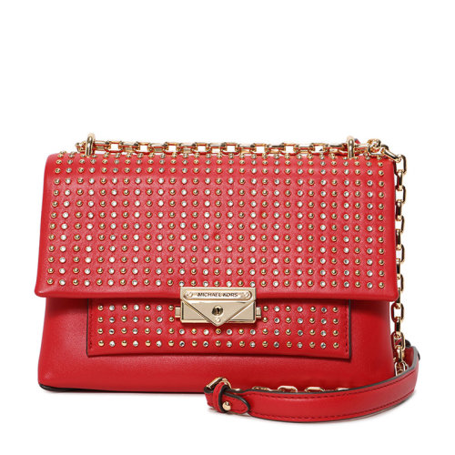 Michael Kors/迈克·科尔斯 CECE系列女士纯色皮革经典金属字母徽标装饰铆钉元素单肩包斜挎包链条包女包 30H9G0EL6O 多色可选