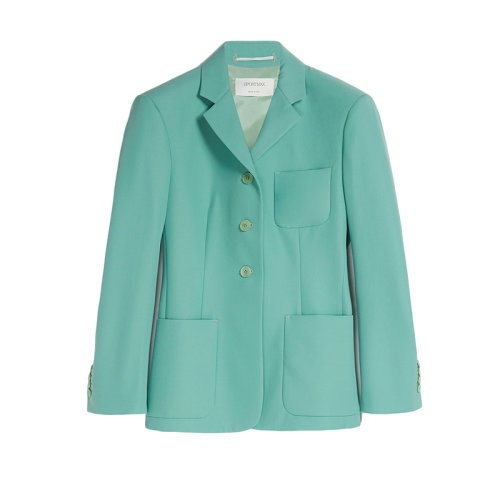 MaxMara/麦丝玛拉 22年早春新款 TANDEM系列 女士鼠尾草绿色羊毛和涤纶混纺单排扣西装外套夹克2041032706002