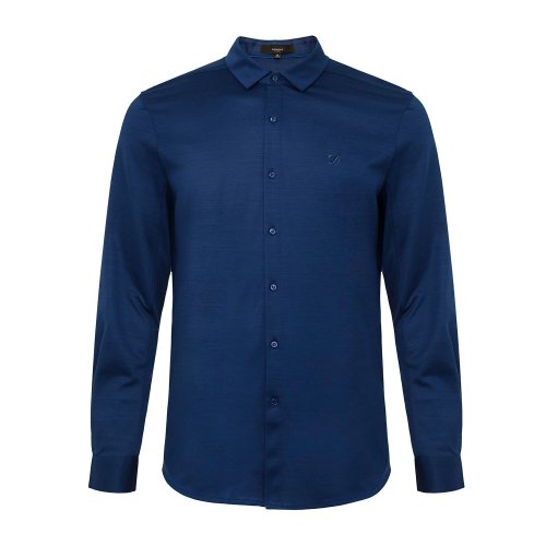 DIDIBOY/迪迪博迩深蓝色男士长袖T恤简约单色干练商务休闲男士必备单品