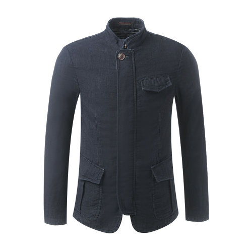 Emporio Armani/安普里奥阿玛尼 深蓝色 纯棉 牛仔质感男士夹克