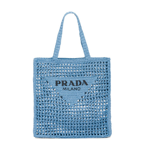 PRADA/普拉达 22新款 女士天蓝色酒椰纤维解构式单肩手提镂空托特包1BG393_2A2T_F0076_V_OOO