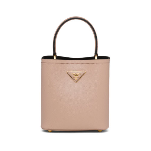 PRADA/普拉达 22新款 Panier系列 女士小号粉色saffiano皮革金色徽标磁扣拆卸肩带皮革手柄单肩手提斜挎包1BA217_2ERX_F0UDW_V_OOO