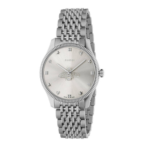  GUCCI/古驰 G-Timeless系列男女同款银色拉丝表盘腕表，36毫米
