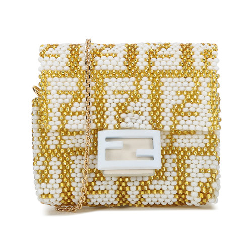 FENDI/芬迪  女士BAGUETTE系列玻璃/牛皮革单肩斜挎包耳机包吊饰 7AR906 AGKY