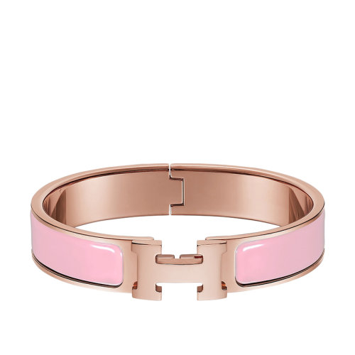 HERMES/爱马仕 经典款Clic H系列 幻粉色珐琅镀玫瑰金饰面H标识手镯H700001FO6O