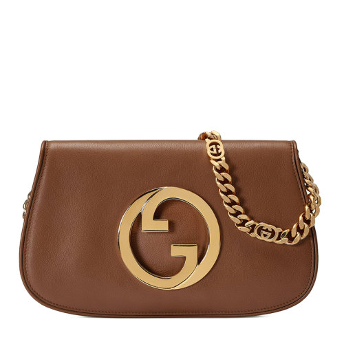 GUCCI/古驰 22新款Blondie系列 女士小号原色皮革圆形徽标金扣金链配可拆卸肩带多功能单肩斜挎手拿包?699268UXX0G2535